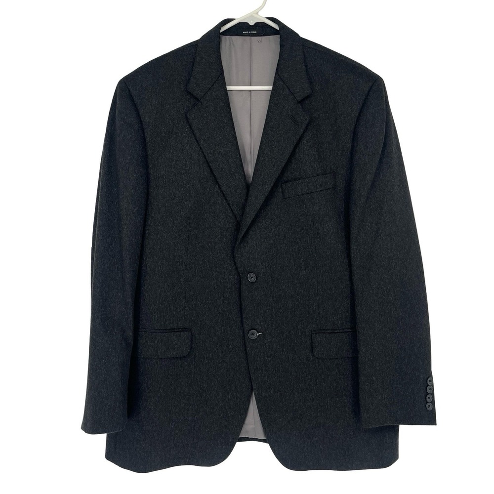 Calvin Klein Men's 44R Gray Cashmere Flannel Blazer Sport Coat 2 Button Notch